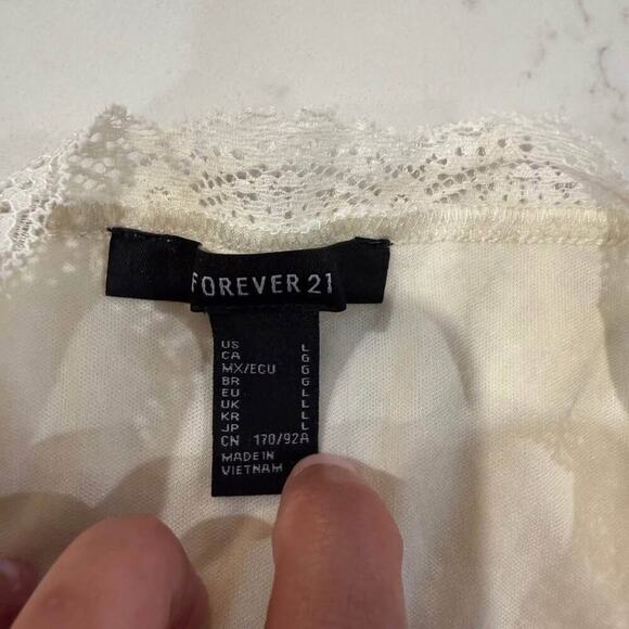 Forever 21 Floral Lace Babydoll MiniDress Womens Large Ivory/Cream Coquette Sexy - Picture 5 of 7